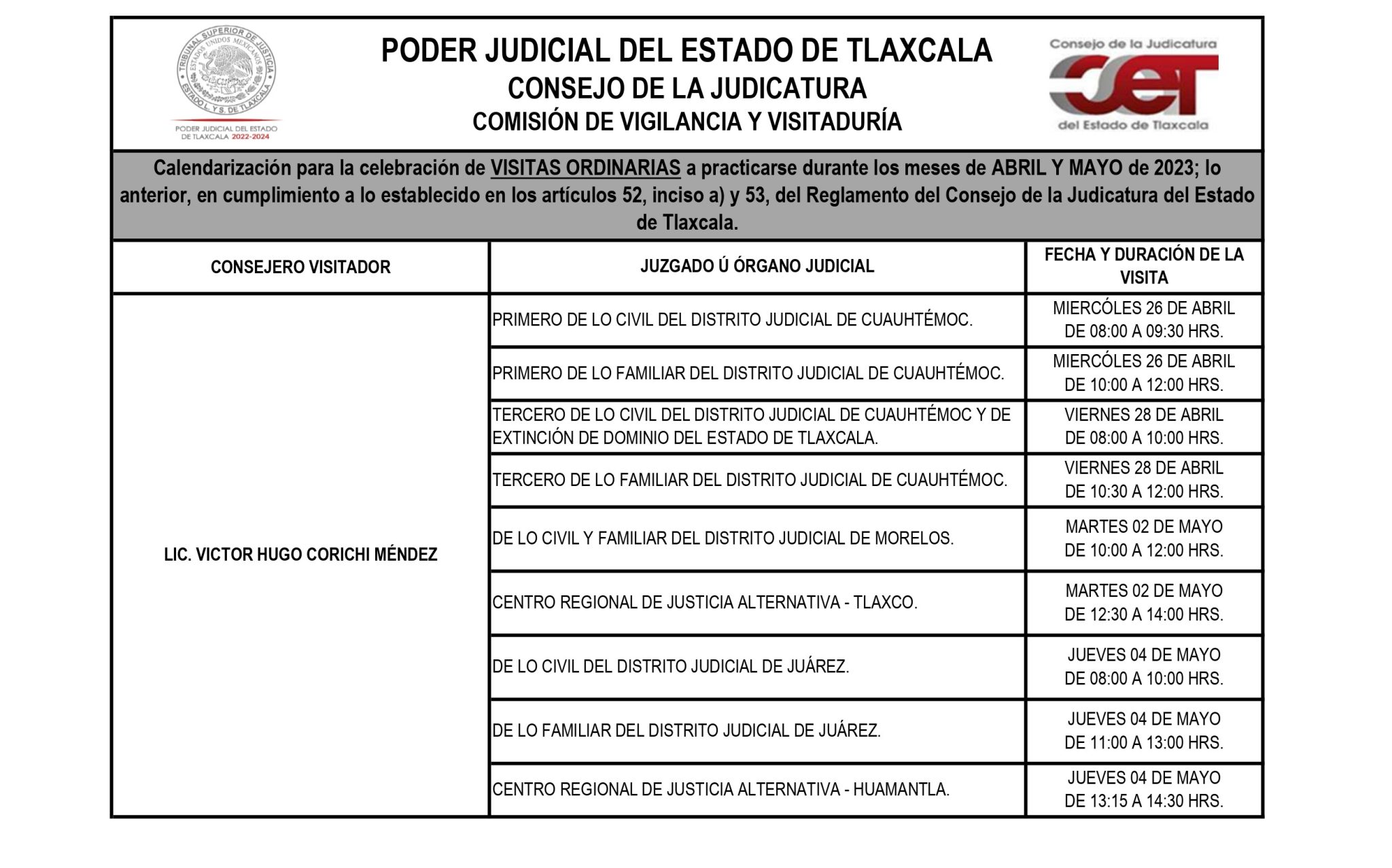 Consejo de la judicatura poder judicial del estado de tlaxcala