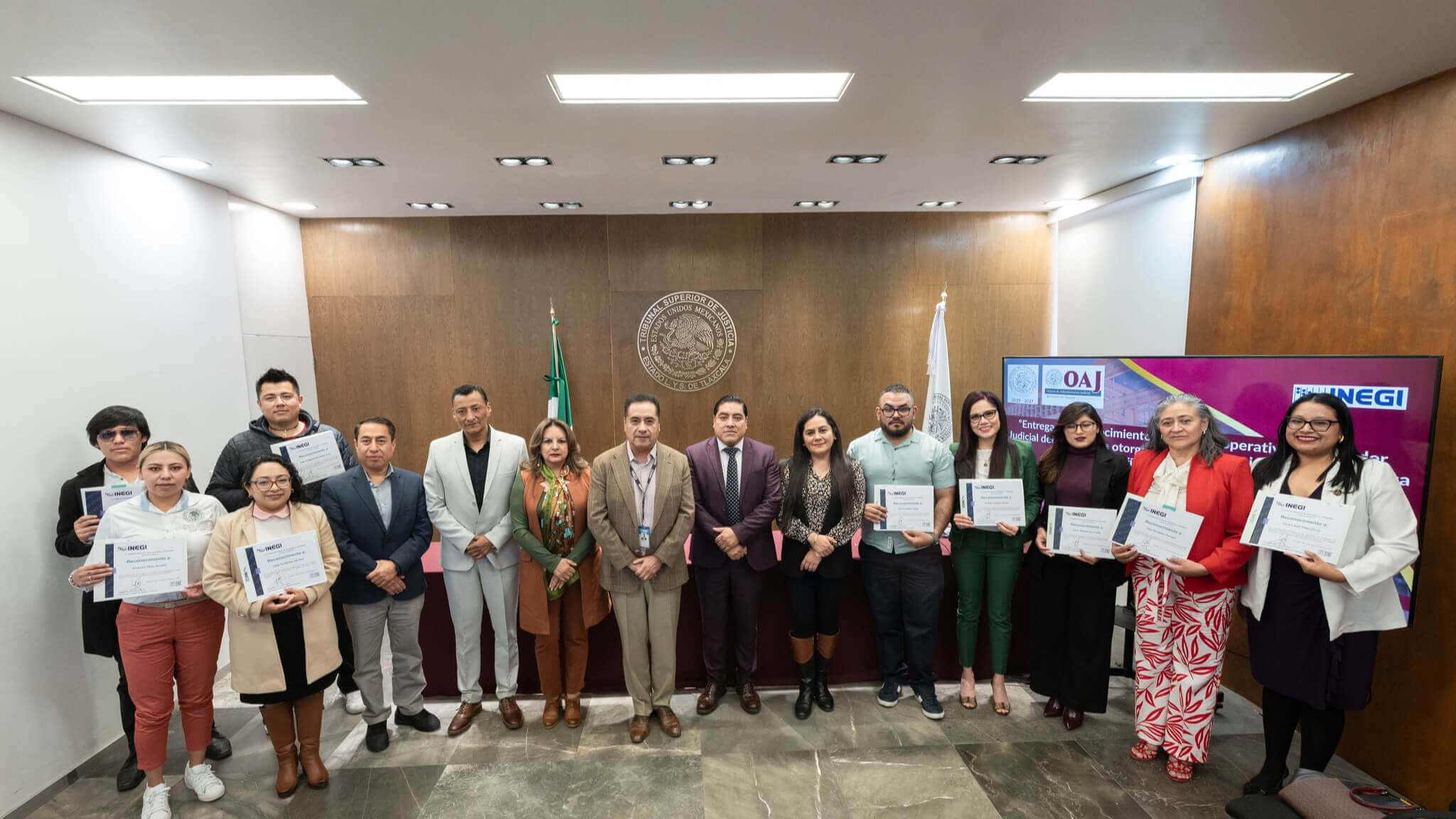 Entrega INEGI Reconocimientos a Enlaces Operativos del Poder Judicial del Estado